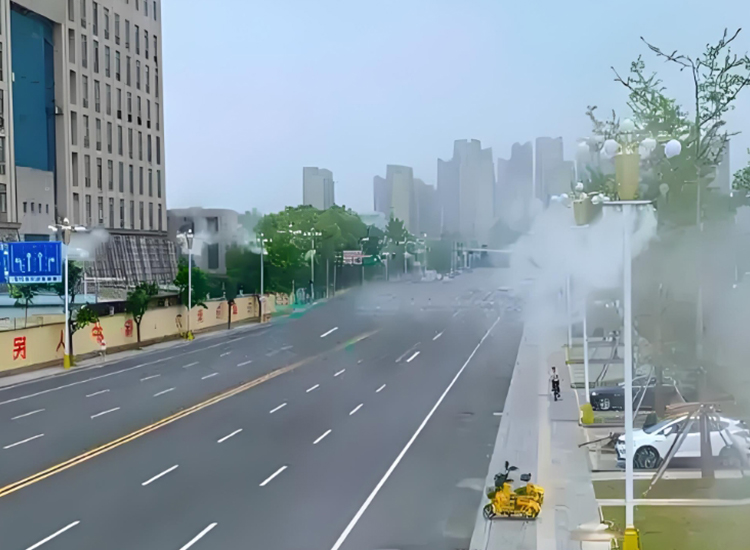 喷雾路灯-智慧城市道路喷淋除尘新设备