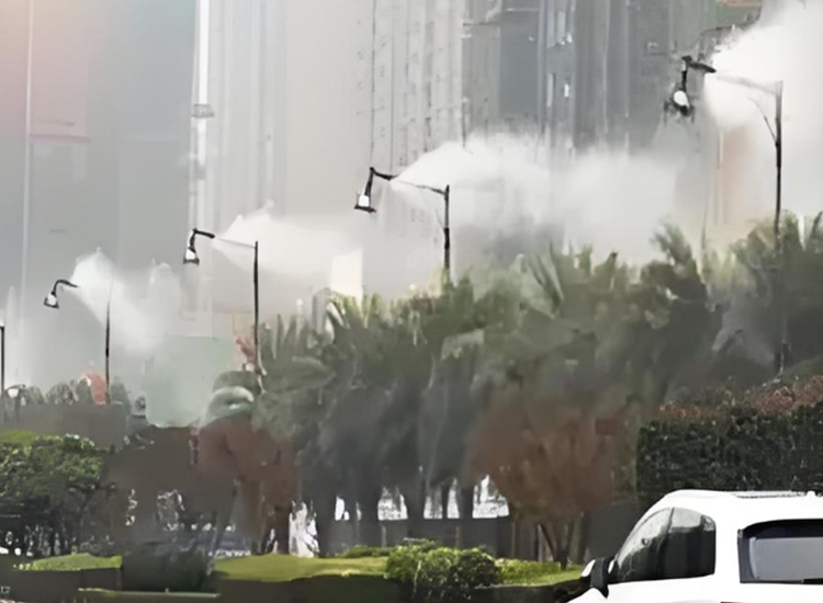 喷雾路灯-智慧城市道路喷淋除尘新设备